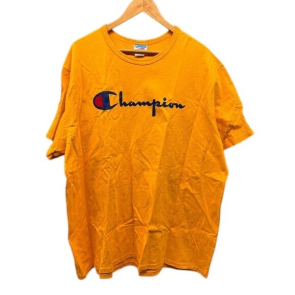 Champion Classic T-Shirt Men's 3XL Yellow Logo Embroidery Cotton Casual Tee - Picture 1 of 8